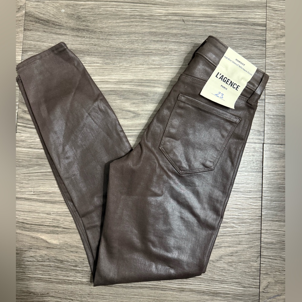 L'AGENCE margot Dark Brown coated jeans